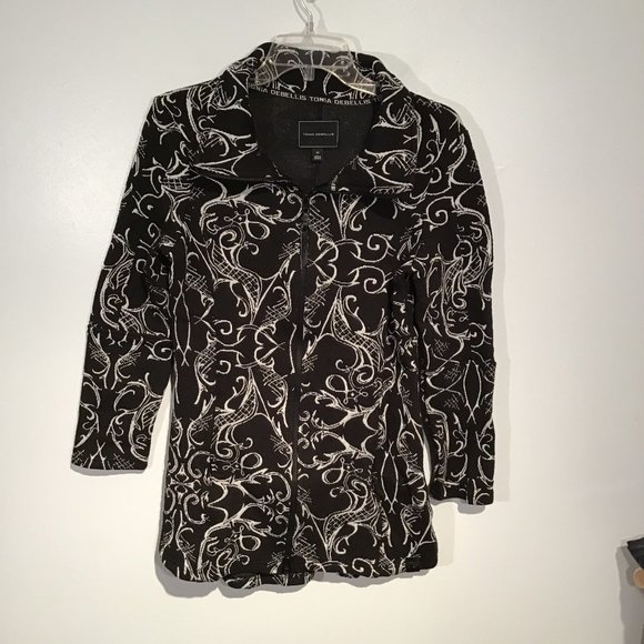 Tonia Debillis Roxie Jacket Logo Damask in Black and Ivory  Size M - Picture 7 of 12